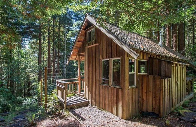 2 cabañas rústicas y casa del árbol en Creek en secoyas
