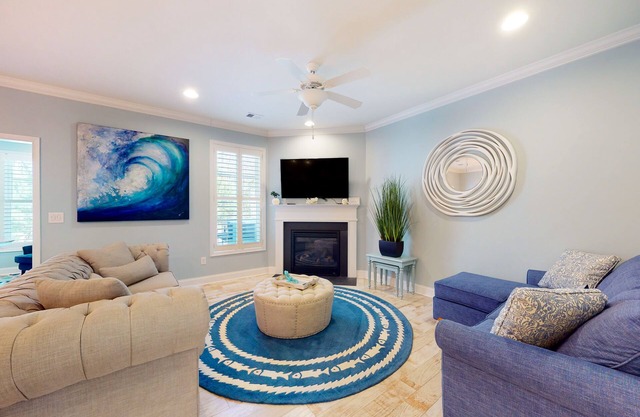 Bayside Resort condo with pools, saunas, athletic courts, on-site golf, and pier