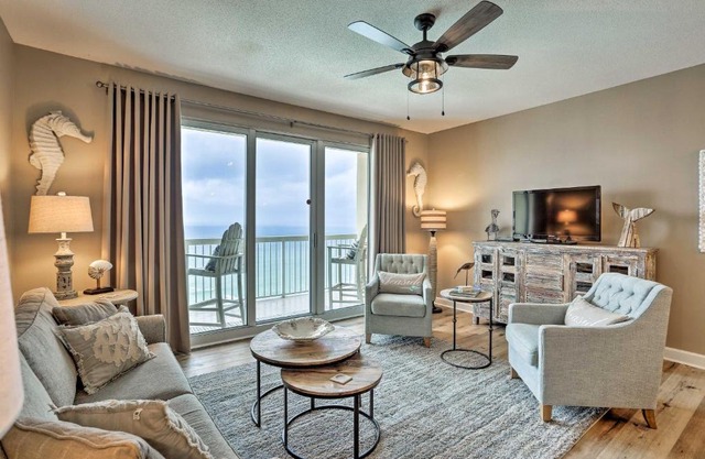 Beachfront PCB Condo with Resort Pool, Gym and Hot Tub