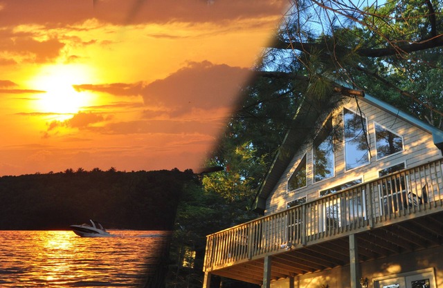 Vista del atardecer WALLENPAUPACK LAKEFRONT Chalet W Dock / AC - Grandes puestas de sol / Privado