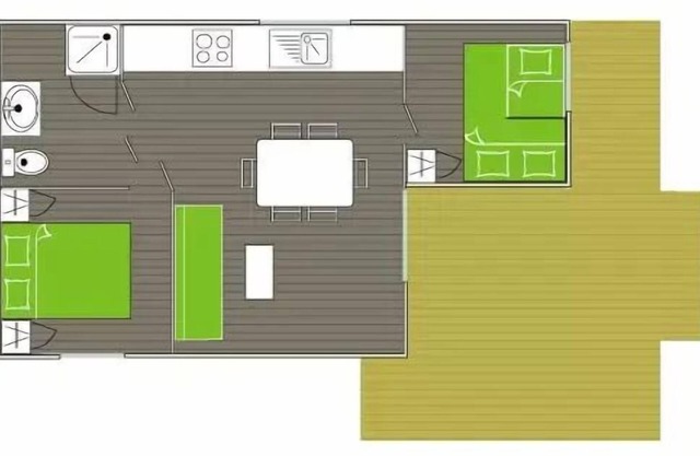 Camping Flower Les Cadenières**** - Comfort Chalet 3 Rooms 5/7 People Air Conditioned