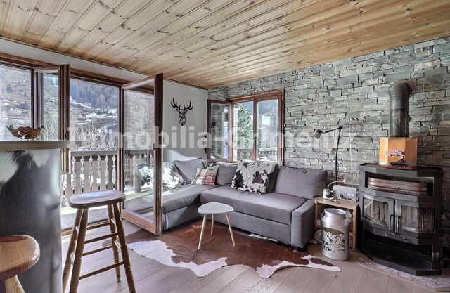 Comfortable chalet on 3 levels for 5 people in Mayoux, living room with wood-burner, kitchen area wi