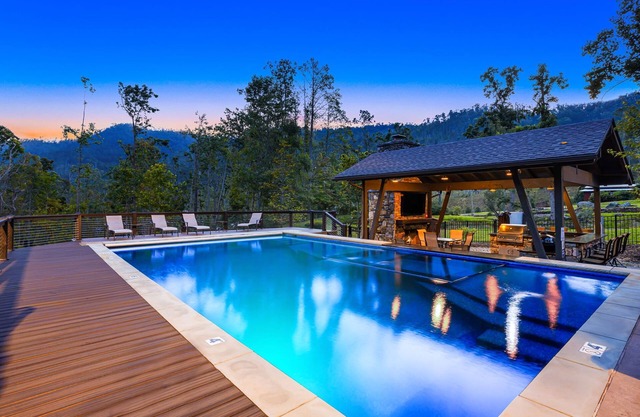 Cool Stream Lodge | 6BR Estate w/ Pool, Hot Tubs & Private Pond Near Asheville