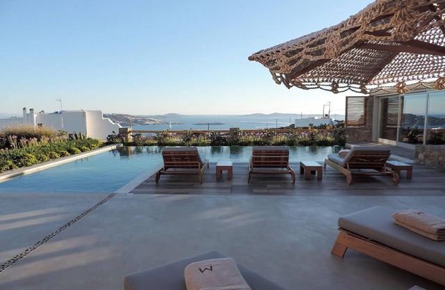 Glorious Mykonos Villa | Villa Demelza | 5 Bedrooms | Spacious Furnished Sun Terrace | Private Outdoor Heated Pool | BBQ Facilities | Shaded Outdoor Dining Area | Private Gym | Agia Sofia, Tourlos
