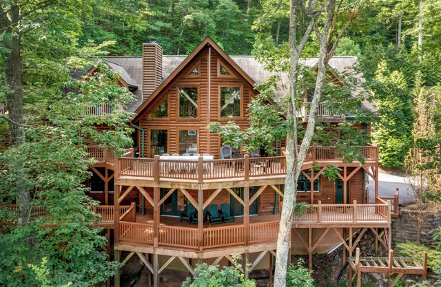 Hot Tub, Fire Pit, Outdoor Dining | Cabin Mansion w/ View | Leyland by AvantStay