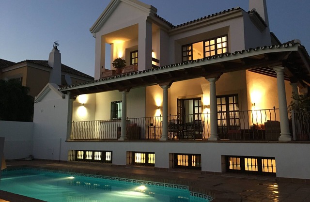 Marbella Villa Heated Private Swimming pool next to beach and golf