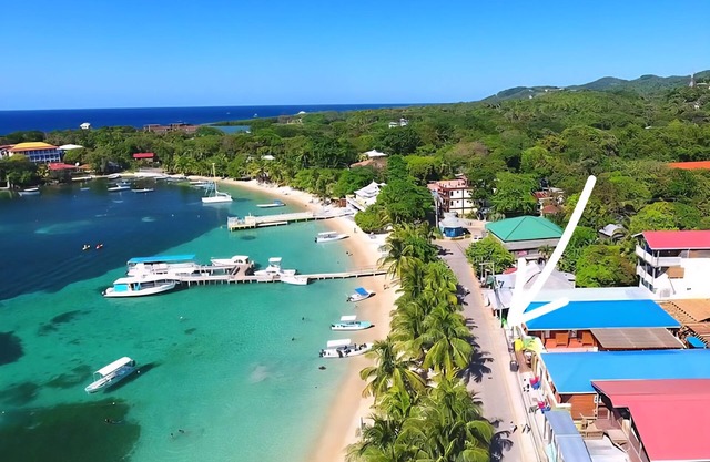 Charming 1-bedroom hotel with WiFi, AC in Roatan, Balcony Ocean View