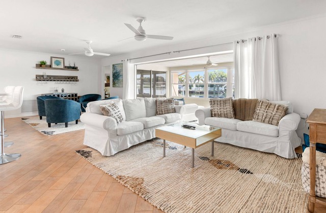 Modern waterfront home w. heated private pool, 30-night min. stay