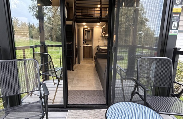 New tiny house near Grass Valley! Pool & hot tub on shared 5 acre wooded lot!
