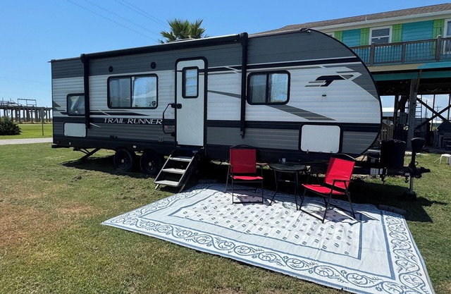 Nice RV with AC in charming Holly Beach steps from the beach