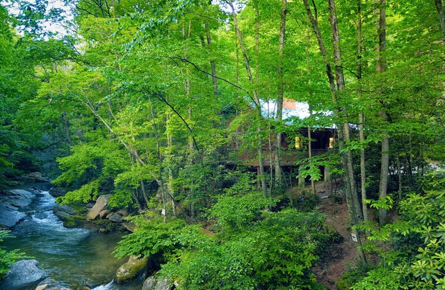 Cabaña frente al río + Cascada privada y vistas panorámicas de la naturaleza