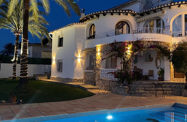seaside villa with mountain view