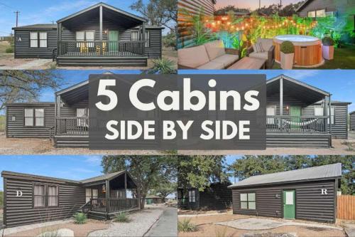 Starlight Horizon 5 Cabins with Hot Tub Pet-Friendly Texas Hill Country Group Retreat Near Canyon Lake Pool, Stargazing, Sleeps 36
