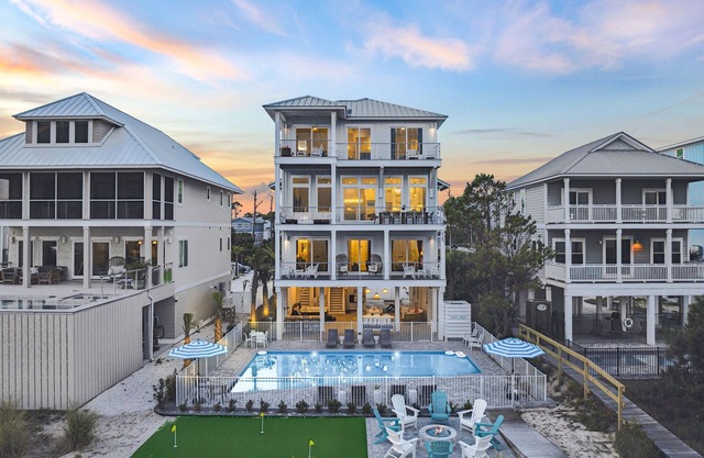 Tides Beach House: Beachfront New Build- Sleeps 30, Pet Friendly, Priv. Pool