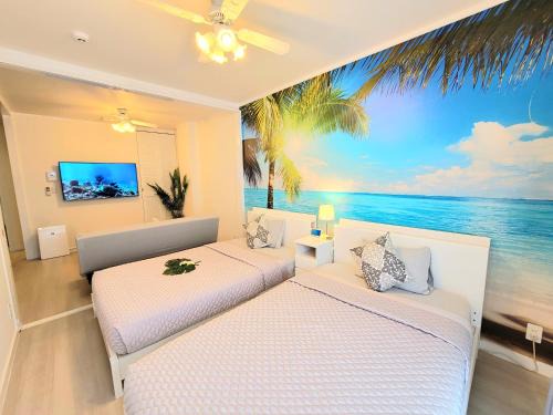 Kadena-cho Apartamento | "徹底清潔のゆったり64平米2LDK, 人気のリゾートタウン北谷で暮らすように過ごす, 高速ICまで車で3分, 沖縄アリーナまで徒歩圏内" Villa Blu Okinawa Chatan 3-2 ヴィラブルー沖縄北谷3-2