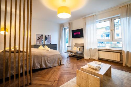 Wiesbaden Apartamento | 1 BR Studio - ZENTRAL - TERRASSE - KÜCHE - WIFI - BUSINESS - RUHIG