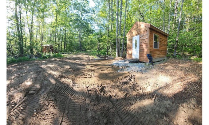 Shapleigh Cabina | 1 of 2 Enchanting 1 room cabins in Shapleigh, ME located on sloaping forest land