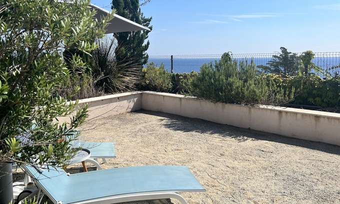 Le Trayas Apartamento | 100m from beach, modern functional apartment sea wiev, Terrasse