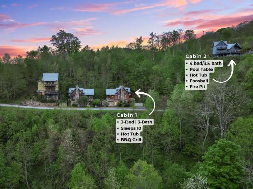 Wolf Laurel Casa | 2 Cabins & Views for Miles Hot Tubs Pool Table