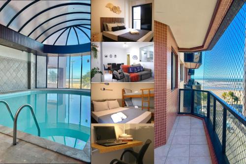 Guilhermina Apartamento | 2 Quartos com Varanda sendo 1 Suíte, Cozinha completa, Vista Mar - Condomínio Frente Mar, Lazer completo com Piscina coberta e aquecida, Estacionamento, Portaria 24h - Apto indicado para Grupos, Famílias e Hóspedes a Trabalho, Praia da Guilhermina
