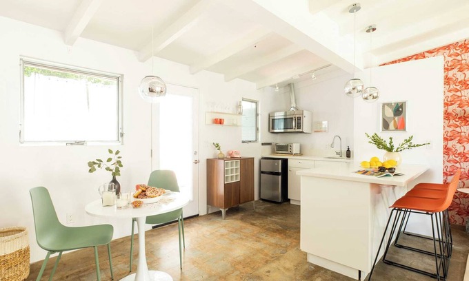 Tahquitz River Estates Cabaña | 2 Rooms, Sleeps 8 Retro Hotel w/ Pool Wesley King Studio Buyout by Avantstay