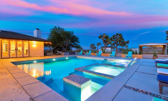 Joshua Tree Casa | 20 Acre Joshua Tree Pool/Spa Home, Sleeps 14 Game Room/Bball Court