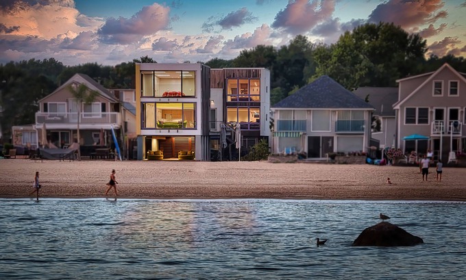 Old Lyme Cabaña | 4Bdr propiedad frente al mar en Old Colony Beach, Old Lyme con WIFI