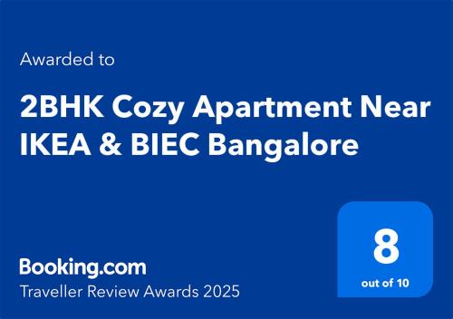Narasapura Apartamento | 2BHK Cozy Apartment Near IKEA & BIEC Bangalore