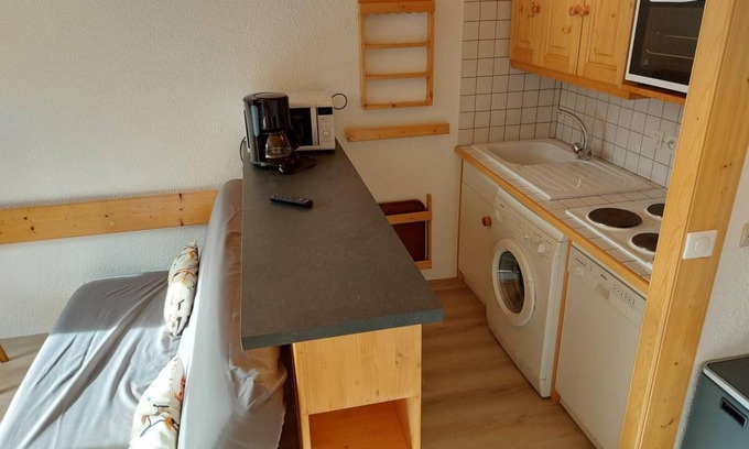 Arc-1800 Apartamento | 150m del centro estación, 4.o piso, vista valle, tv, local para esquís, 65m², Les Arcs