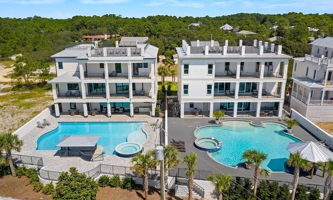 Dune Allen Beach Casa | ¡DOS casas de vacaciones enormes con piscinas, jacuzzis y terrazas en la azotea en 30A!
