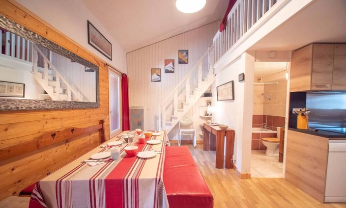Les Avanchers-Valmorel Apartamento | A 310m de las pistas de esquí, 2.o piso, vista montaña, balcón, tv, local para esquís, 73m²