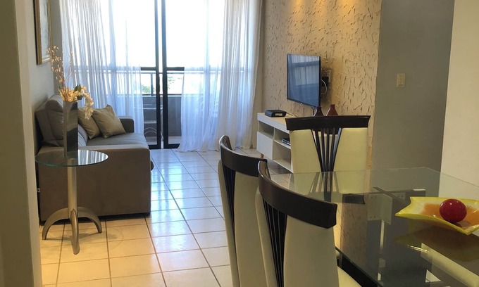 Cabo Branco Apartamento | Colocar 50 m del mar, w / piscina, hermosa vista w / playa de cable blanco