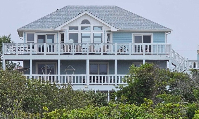 Carova Beach Casa | 4x4 OBX Beach House with pool & hot tub, horses, steps to the beach!