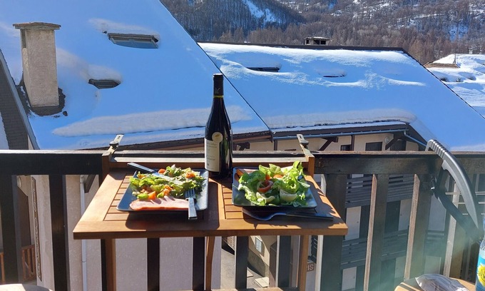 Monetier-les-Bains Apartamento | 5 pers, central, quiet, cosy, functional, sunny, view