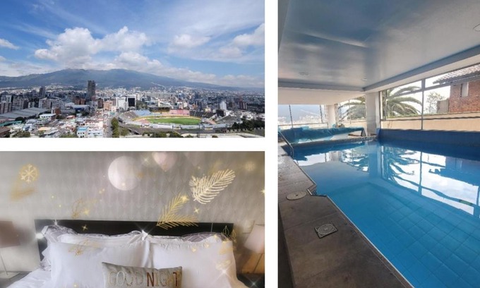 Financial District Apartamento | 500 Excelente Vista ciudad Quito,parque, piscina,balcón,sauna,tranquilo encantador seguridad 24-7
