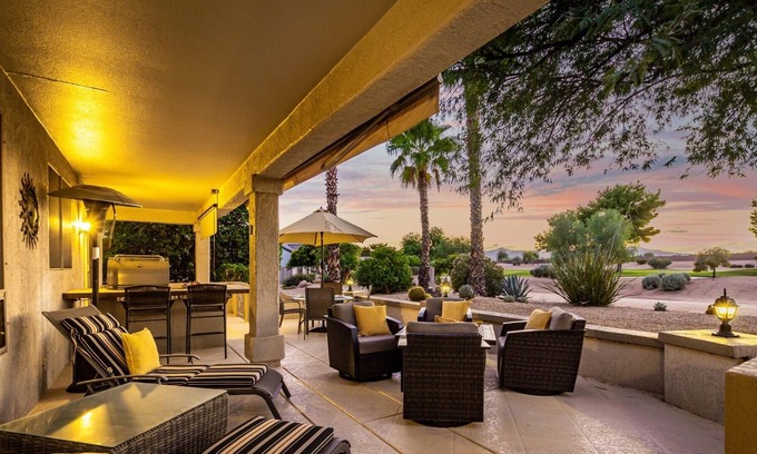 Desert Breeze Casa | 55+ Sun City Grand! Golf Course Front Private Hot Tub and Fire Pit!