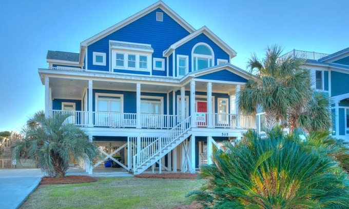 Caswell Beach Casa | 5BR/4.5BA Home - Oceanfront, Pool, Elevator, Ocean/ICW Views, Sleeps 10