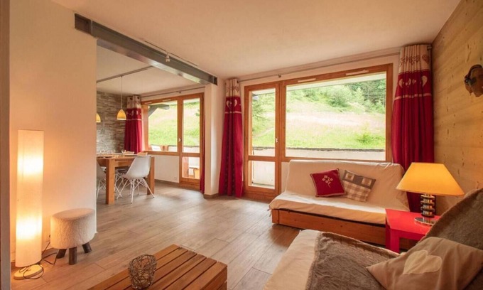 Les Avanchers-Valmorel Apartamento | A 5m de las pistas de esquí, 7.o piso, vista montaña, balcón, tv, local para esquís, 57m², Valmorel