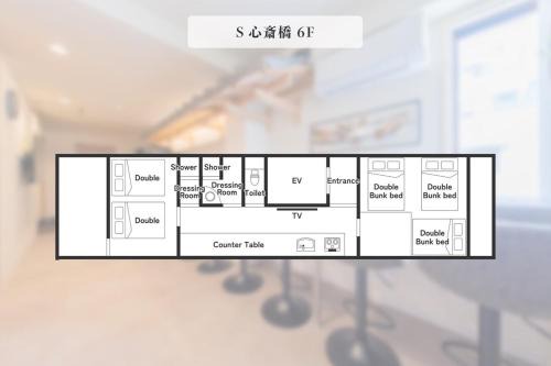 Higashishinsaibashi Apartamento | 6階 ホテル花 道頓堀に位置する宿 ベッド9台 シャワー2台 観光に最適