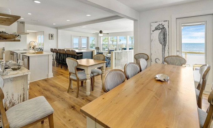 St. George Island Casa | 9 BR 7.5 BA Gulf Coast Beachfront Paradise with Private Pool and Dock-Sleeps 20+