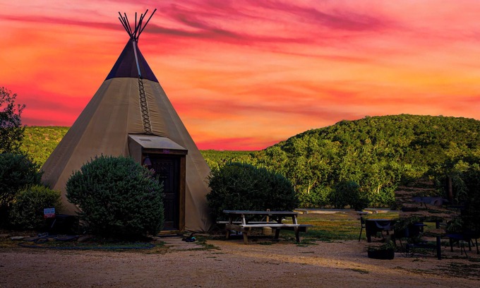 New Braunfels Cabina | A Glamping Tipi Stay w/ Outdoor Fun on River Road