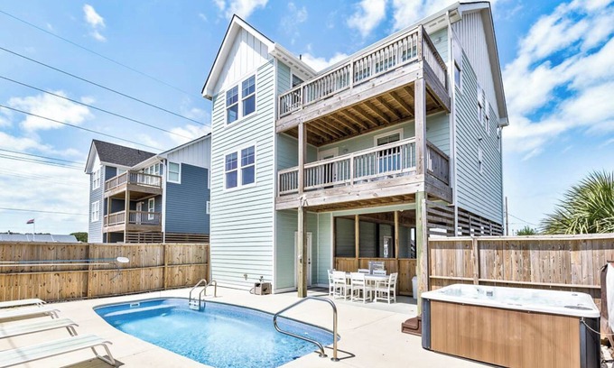 Colington Casa | A Summer Place Too | 1170 ft to the beach | Dog Friendly, Private Pool, Hot Tub