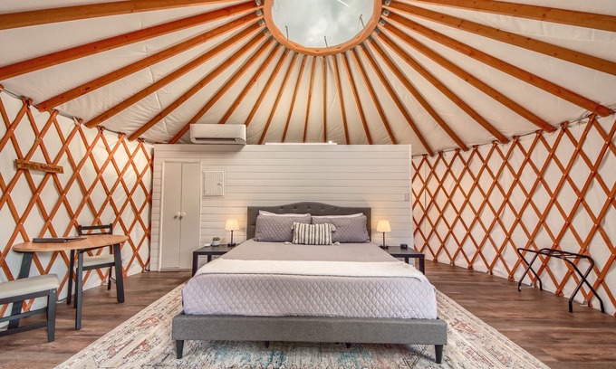 New Braunfels Cabina | A Unique Texas Hill Country Glamping Experience, pet friendly! Great AC!