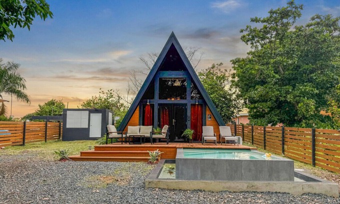 Palmarejo Cabina | Africa787 | A-Frame Wood House W/Pool @ Lajas
