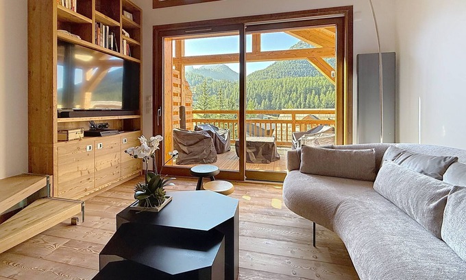 Montgenevre Apartamento | Alpina Vista, duplex 6p design facing slopes, terrace, solarium, garages
