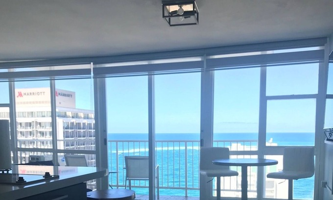 Condado Apartamento | Amazing Ocean front View Studio on 23rd floor with Balcony & Free Wi-fi access