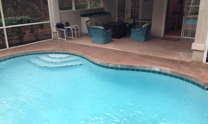American Beach Casa | Amelia Island Summer Beach Village Casa con piscina privada y pasos hacia el océano