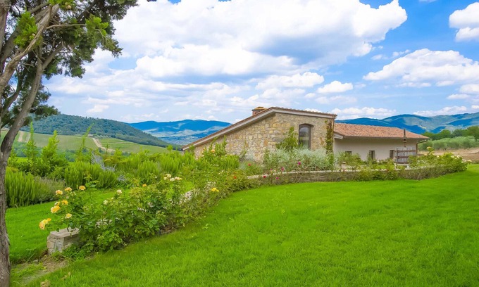 Panzano in Chianti Villa | AMORE RENTALS - Villa Le Scuderie with Indoor Heated Pool, Garden, Terraces and Parking