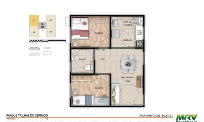 Grand Ville Apartamento | Apartamento mobiliado em condominio fechado