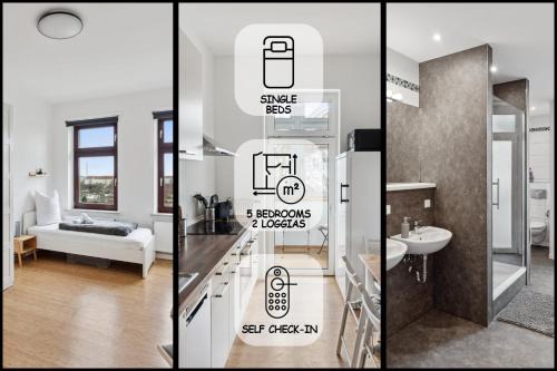Ost Apartamento | Apartment für 13 Gäste, 5 Schlafzimmer, 2 Bäder, 2 Loggia's, Leipzig Zentrum Ost